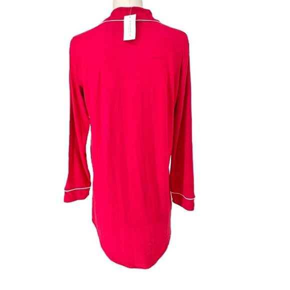 Charter Club Intimates Sleep Shirt Women's S Candy Red Believe LS Button NWT - Picture 4 of 10